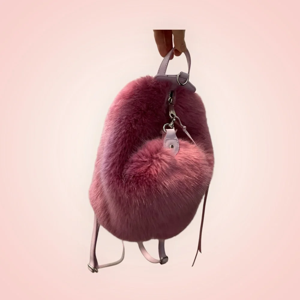 Rebecca Minkoff Pink Faux Fur Backpack